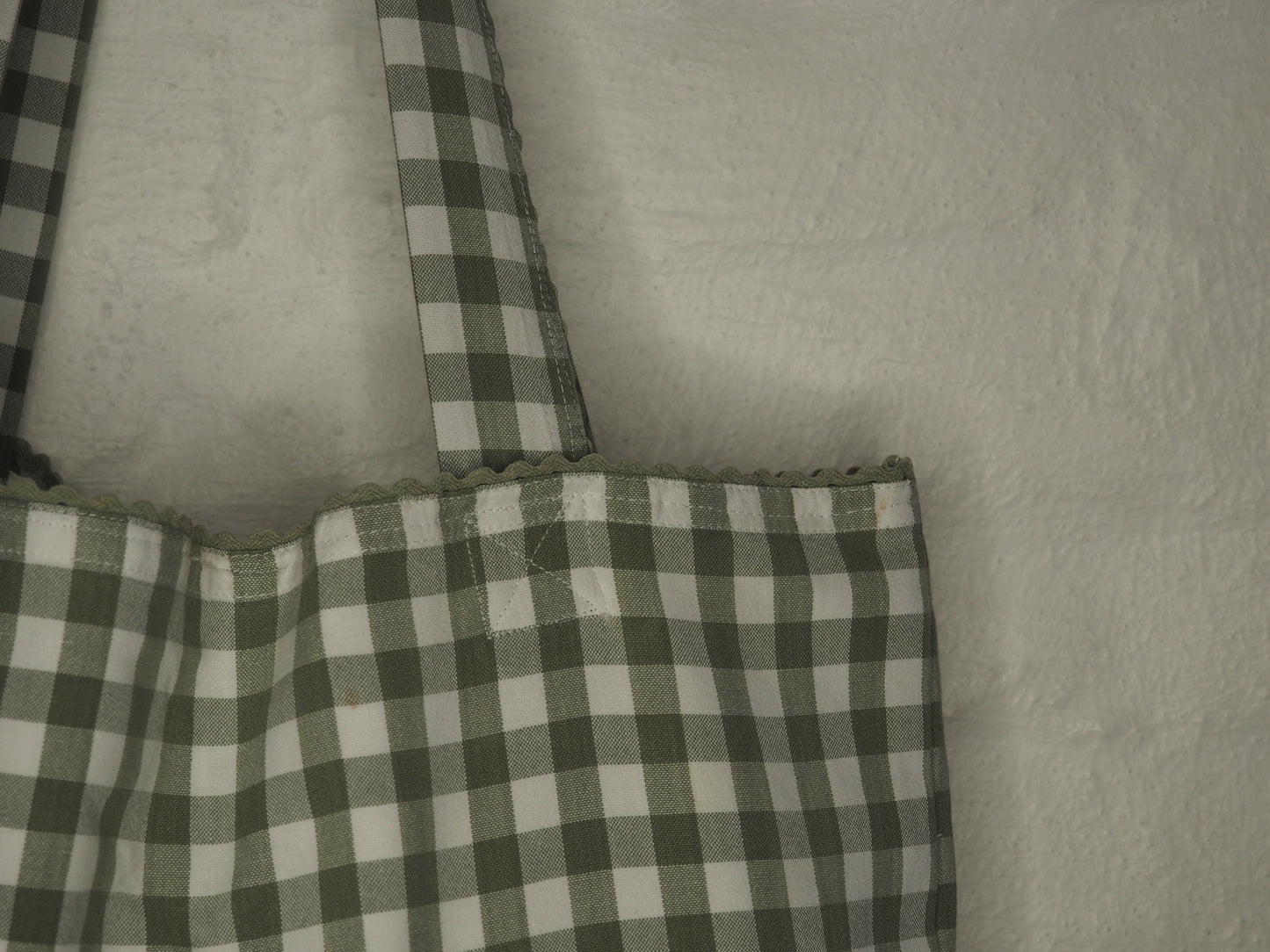 Green gingham tote-bag